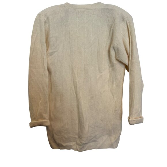 Vintage Liz Claiborne Womens Cardigan Sweater Cream Size XL Ribbed Button Front - Picture 2 of 6